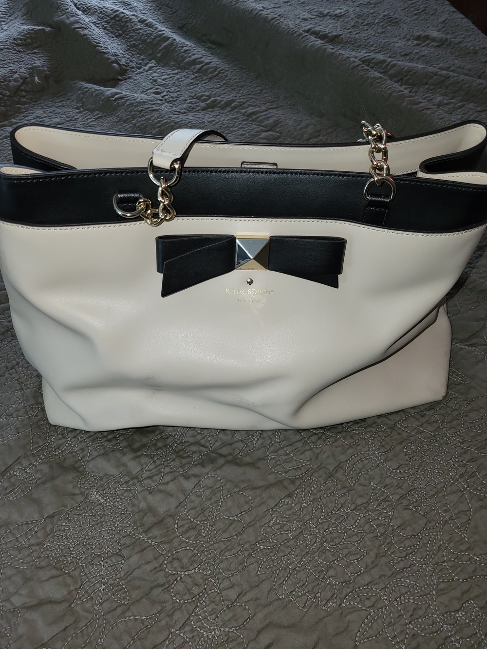 Kate Spade New York Cream & Black Bow Tote